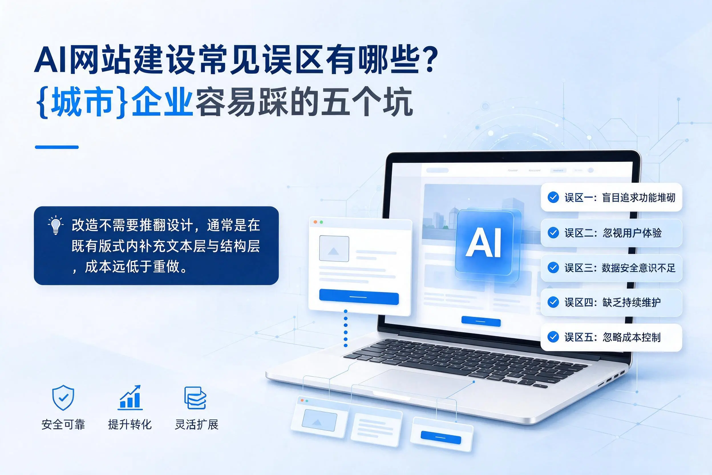 AI网站建设常见误区有哪些？梅州企业容易踩的五个坑
