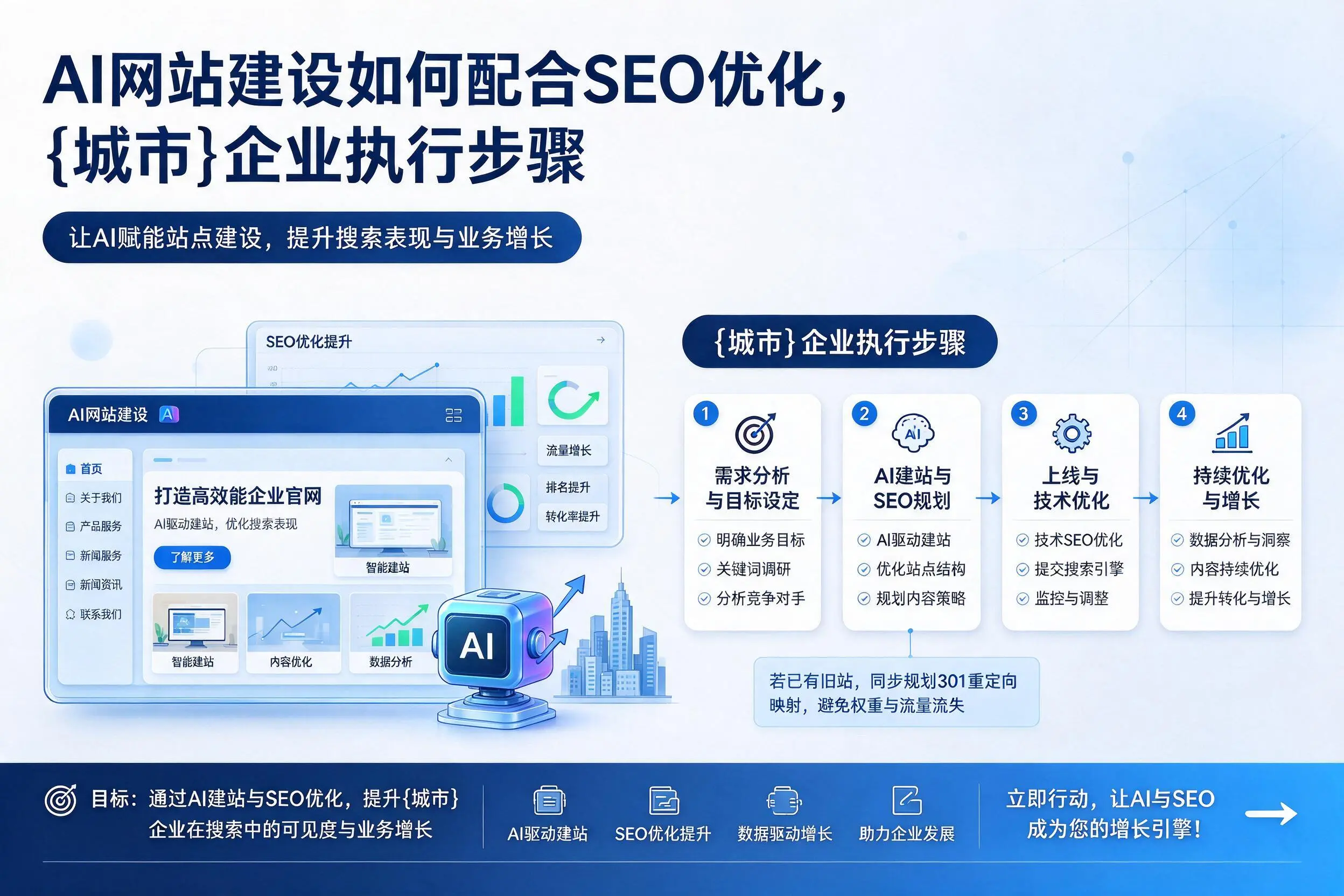 AI网站建设如何配合SEO优化，梅州企业执行步骤